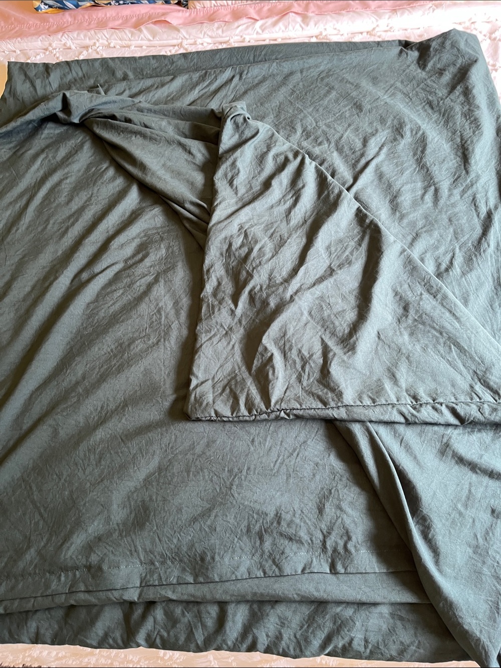 Stone Green Duvet Cover - Neutral Cotton Blend Bedding with 2 shams